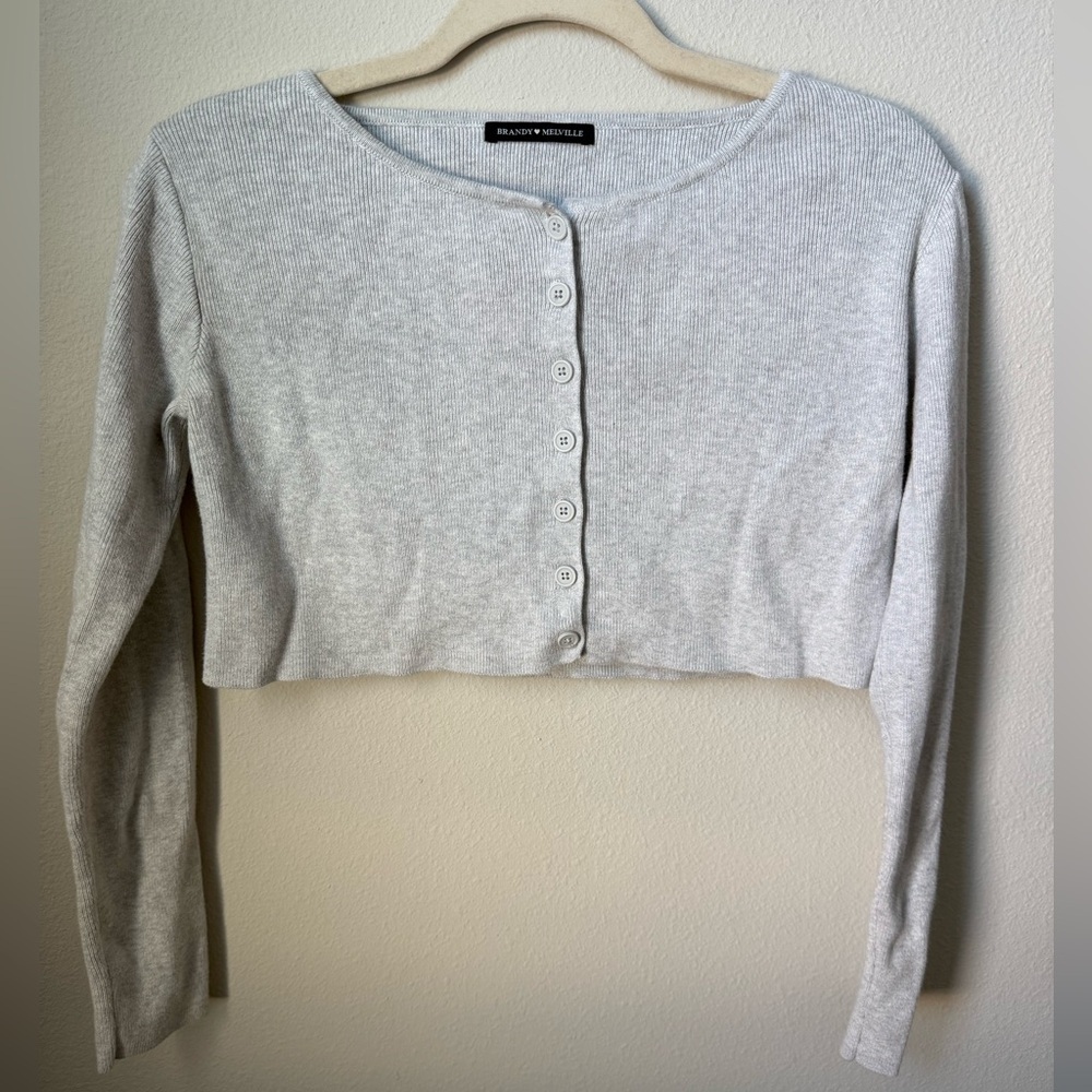 Brandy Melville Light Gray Button Down Cardigan